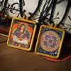 Tangka Pintado a Mano Zaki Lamu Tara Verde Samantabhadra Manjushri Estilo Étnico Colgante Adorno Colgante Tangka de Tíbet