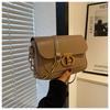 Retro lock cor sólida 2023 estilo ocidental novo casual inverno moda simples ombro crossbody corrente pequena bolsa quadrada