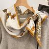 Bufanda Larga de Imitación Seda y Lana de Doble Cara y Doble Capa con Borde Biselado para Mujer, Primavera, Otoño e Invierno, con Correa Ancha, Bufanda Versátil