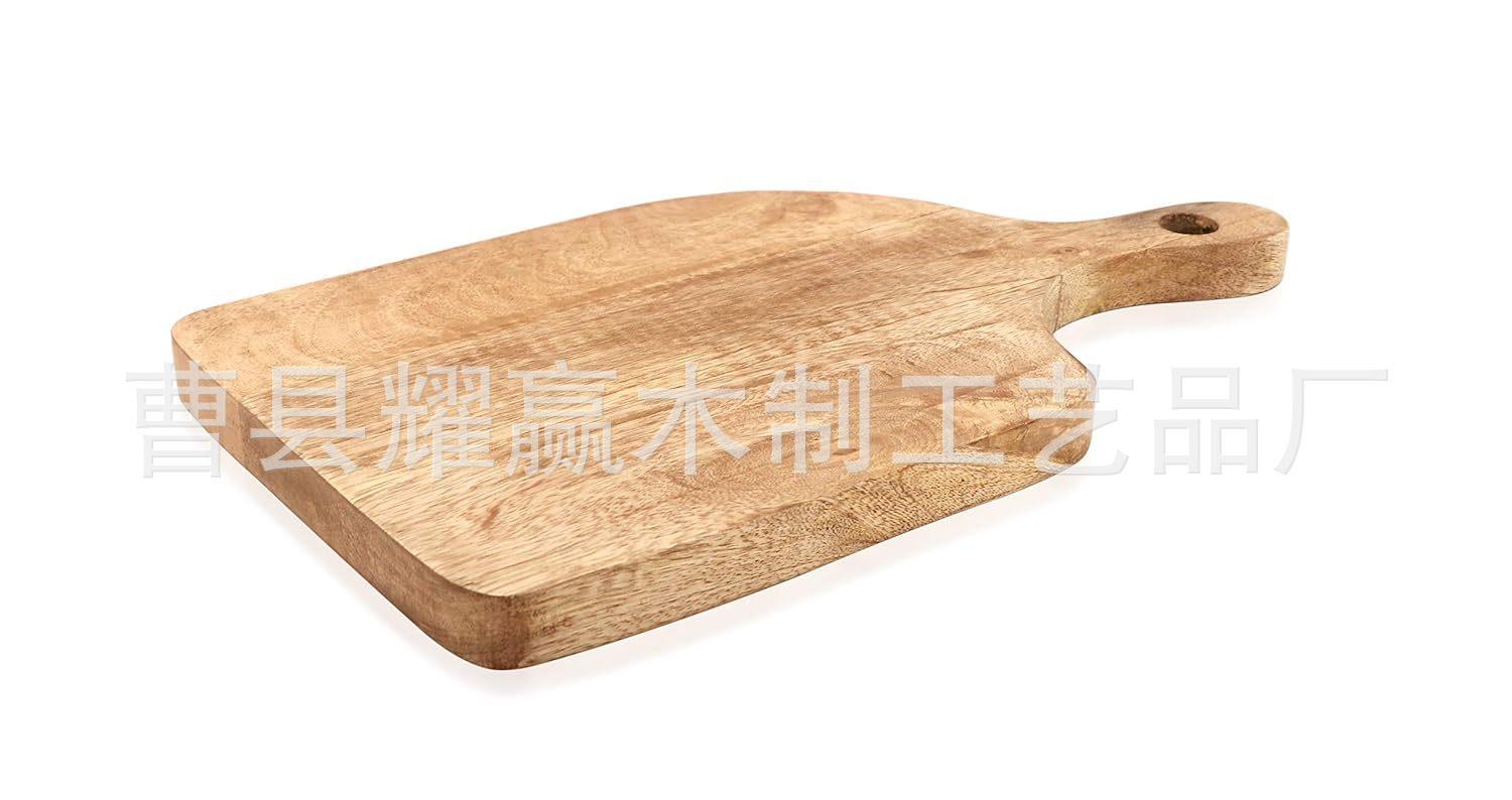 芒果木砧板带手柄可悬挂熟食板披萨牛排面包板实木奶酪板BSCI