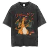 2026 Camiseta Masculina Manga Curta Tendência Lavada Estilo Cartoon Europeu e Americano Retrô Básico Outra Marca Algodão