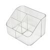 Caja de almacenamiento de escritorio con compartimentos a rayas transparentes, ligera, de lujo, con clasificación de cosméticos, caja trapezoidal para guardar artículos diversos.