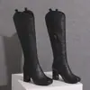 Otoño e Invierno nuevo espectáculo pierna Botas de montar 33-50 talla Botas de caña alta para mujer europeas y americanas tacón grueso tacón alto botas zapatos de mujer de comercio exterior