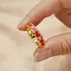 Anillo Abierto Estilo Tendencia Nacional Retro Patrón de Flor de Aceite Goteado Esmalte Chino Patrón de Rollo Anillo de Nicho Colorido Pintado con Aceite Venta al por Mayor