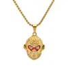 Collar con Colgante de Máscara de Wukong del Mito Negro de Moda para Hombre de Alta Venta Creativo Titanio Acero Incrustado de Diamantes Collar Oscuro del Rey Mono