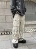 Estilo vibe americana rua multi-bolsos workwear casual calças masculinas ins marca de moda soltas retas High Street calças retrô