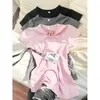 Camiseta Negra de Manga Corta Ajustada para Mujer, Ceñida a la Cintura, Adelgazante, Top Corto, Verano Ajustado de Cintura Alta Petite, Media Manga