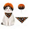 Fantasias de Halloween para Pets Gato Engraçado Peruca Explosão Pet Lenço Triângulo Estampado Babador Festa