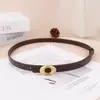 Nuevo Estilo Piel de Vaca Ovalada Forma de O Hebilla Dorada Piel Genuina Cinturón Pequeño para Cintura de Mujer Aspecto Adelgazante Cinturón Delgado Decorativo con Traje Falda