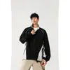 Moda Otoño e Invierno para Hombre Estilo Americano Personalidad Cremallera Cárdigan Chaqueta Jóvenes Estilo Universitario Holgada Deportiva Cuello Alto Chaqueta