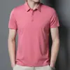 Polo de Seda de Hielo Dagging Sin Rastro 2024 para Hombre Verano Cuello Solapa Camiseta Joven y de Mediana Edad Elástica Casual Manga Corta