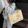 Bolsa de Tecido Estilo Novo 2025 Transfronteiriça para Estudantes, Bolsa de Ombro de Grande Capacidade, Bolsa Tote para Aula e Deslocamento, Bolsa de Mão para Trabalho