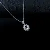 Colar S925 de prata para mulheres, pingente de girassol com safira oval cultivada em laboratório com cravação de diamantes, estilo clássico Princesa Diana, estilo de moda de luxo leve