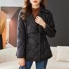 Chamarra acolchada de algodón ligera con cuello de traje para mujer, corta, cintura ceñida, corte ajustado, moda de invierno 2023, estilo occidental, chamarra acolchada de algodón