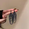 Brincos de Corrente Longa com Garras Exageradas Elegantes de Prata S925 com Strass para Mulheres Brincos com Franjas de Diamante Colorido Europeus e Americanos Brincos da Moda