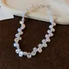 Colar de Pérolas Plissadas Estrela Retro Francês Corrente de Clavícula de Luxo Leve Nicho Gargantilha Exquisita de Temperamento Elegante para Mulheres