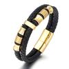 Comercio Electrónico Transfronterizo Nuevo Producto Cuerda de Cuero Vacuno Cuerda de Cuero Trenzado Multicapa Acero Inoxidable Pulsera para Hombre Pulsera de Acero de Titanio Moda Europea y Americana