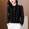 Foto Real de Camisa de Terciopelo Otoñal de Manga Larga con Cuello Alto para Mujer, Nuevo Modelo 2026, Camiseta Top Base de Terciopelo Dorado