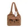 Outono e Inverno Nova Bolsa de Mão Feminina de Cashmere Bolsa Transversal de Pelúcia Desenho Animado Fofo Bolsa de Ombro de Grande Capacidade Atacado