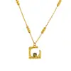 Colar Quadrado de Aço Inoxidável com Design de Nicho Transfronteiriço para Mulheres, Colar de Aço Titânio Estilo Europeu e Americano com Diamante Colorido