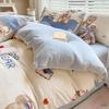 Juego de cuatro piezas de cama térmica de doble cara de alta gama de terciopelo de leche, funda de cama de terciopelo coral, funda nórdica gruesa con forro polar, juego de tres piezas de sábana