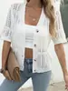 Cárdigan de Punto Hueco de Manga Corta para Mujer, Nueva Chaqueta de Verano 2026, Estilo Vacacional, Prenda Exterior Ligera