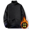 Novo suéter masculino de gola alta para outono e inverno, forrado com fleece e espessado, malha versátil com gola virada, suéter plus size