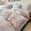 Juego de Ropa de Cama Floral Espesorado Cepillado 100% Algodón 2026, Juego de Cuatro Piezas de Algodón Puro, Funda Nórdica y Sábana de Cama Espesoradas para Otoño/Invierno, Productos de Alta Gama