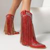 Botas Vaqueras Transfronterizas de Amazon Bordadas Otoño e Invierno Nuevas Botas de Caballero Talla Grande Borla Tacón Grueso Remaches Occidentales Botas Altas