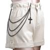 Joyería Transfronteriza Europea y Americana Estilo Diablo Personalidad Versátil Metal Colgante de Cruz Cadena de Pantalones Multicapa Hip-hop Accesorios de Mezclilla
