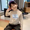 Camada Base Masculina de Lã Quente com Gola Meia-Alta Outono Inverno Novo Estilo Camiseta de Manga Longa para Meninos Grandes e Médios Top Fresco Bonito