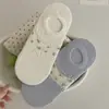 Meias femininas de primavera e verão, novo estilo, estampa floral pequena, cor sólida creme, meias femininas de algodão em malha, meias finas invisíveis de corte baixo tipo sapatilha para mulheres