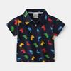 Artículos en stock Verano 2023 Estilo coreano Camisa polo de manga corta para niño estampado de dibujos animados de dinosaurios moda casual top para niño
