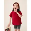 Ropa Infantil Versátil Camiseta de Manga Corta Dopamina para Niñas 2026 Verano Nueva Suave Superior Color Sólido
