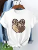 Talla Europea TransfronterizaCamiseta Retro de los 90 Moda de Insectos Estampado de Leopardo Estampado de Corazón Manga Corta Camiseta Ropa Top T
