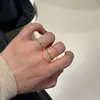 Anillo de Azúcar Vintage Dorado para Mujer, Diseño Retro de Nicho, Banda Lisa con Circonita, Anillo Abierto Ajustable, Anillos de Pareja, Moderno