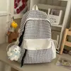 Mochila a Cuadros Bloque de Color Estilo Coreano Nuevo Uva Verde Leche Verde Mochila Escolar para Estudiantes Mochila Grande de Gran Capacidad Simple Versátil para Mujeres