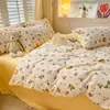 Conjunto de Roupa de Cama de Veludo de Leite de Quatro Peças Cobertor de Edredom de Veludo Coral Espesso de Inverno Cobertor de Edredom de Veludo Adicionado em Ambos os Lados Conjunto de Três Peças Lençol Tampa