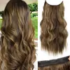Peluca Kony Estilo Europeo y Americano Peluca para Mujer Postizo Natural Pieza Única Cabello Largo Rizado Fibra de Alta Temperatura Extensiones de Cabello con Hilo de Pescar