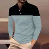 Camisa polo de manga larga transfronteriza, una prenda superior para hombre elegante y lujosa con un tacto de alta gama y un cuello clásico