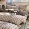 Categoria a Conjunto de Quatro Peças de Algodão Puro Lavado de Grau Materno e Infantil Ins Pequeno Fresco Cama Lençóis Colcha Dormitório de Estudante Conjunto de Três Peças de Lençóis com Elástico