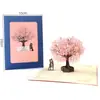 Tarjeta de Saludo Estéreo para el Día de San Valentín Árbol Romántico de Flores de Cerezo Bendición de Pareja Tallado en Papel 3D Postal de Regalo Creativo Venta al por Mayor Transfronteriza