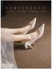 2025 Novo Outono Sapatos de Bico Fino para Madrinha Sapatos de Salto Alto para Jantar Tecidos de Seda e Cetim Branco Sapatos de Noiva Vestido de Casamento Principal Sapatos de Casamento