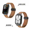 Adequado para Pulseira Xiaomi Mi Band 9Pro, Xiaomi 8Pro Redmi Watch 4/5, Pulseira de Couro Granulado com Fivela Magnética