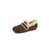 Sapatos Burkham Macios, Cerosos, Quentes e Confortáveis, Forrados com Fleece, 2024, Planos, Bico Redondo, Estampa de Leopardo, Sapatos de Caxemira