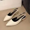 Zapatos de tacón alto de punta fina estilo francés con tacón grueso y espalda descubierta, nuevos zapatos de trabajo elegantes estilo hada de cuero suave para mujer temporada primavera/otoño 2025