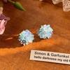 Brincos de Franja com Flor Azul de Verão 2025 Novo Estilo Deslumbrantes Exagerados Estilo Férias na Praia Brincos de Verão