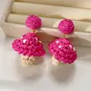 Pendientes Colgantes Tejidos de Rafia Estilo Resort, Pendientes de Diseño de Moda Retro, Pendientes de Gama Alta de Nicho al por Mayor