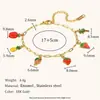 Joias de Aço Inoxidável, Novos Acessórios de Mão Populares de Nicho Estilo Europeu e Americano com Tema de Frutas, Banhado a Ouro 18K com Diamantes, Pulseira de Alto Padrão com Gotejamento de Óleo
