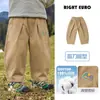Calça Casual Scimitar Right Ou Boy para Uso Externo Algodão Puro Outono 2026 Nova Roupa Infantil Crianças Bebê Criança Pequena Estilo Primavera e Outono